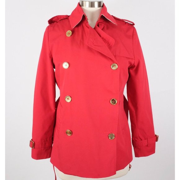 Burberry London US 6 jacket red double breasted belted nova trench short - Picture 10 of 16